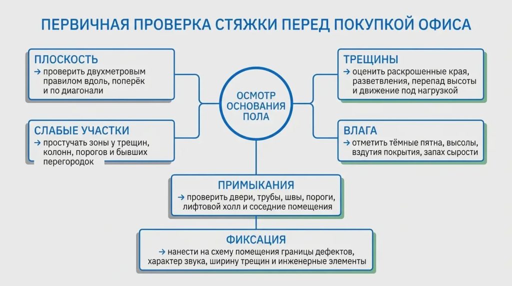 Первичная проверка стяжки перед покупкой офиса
